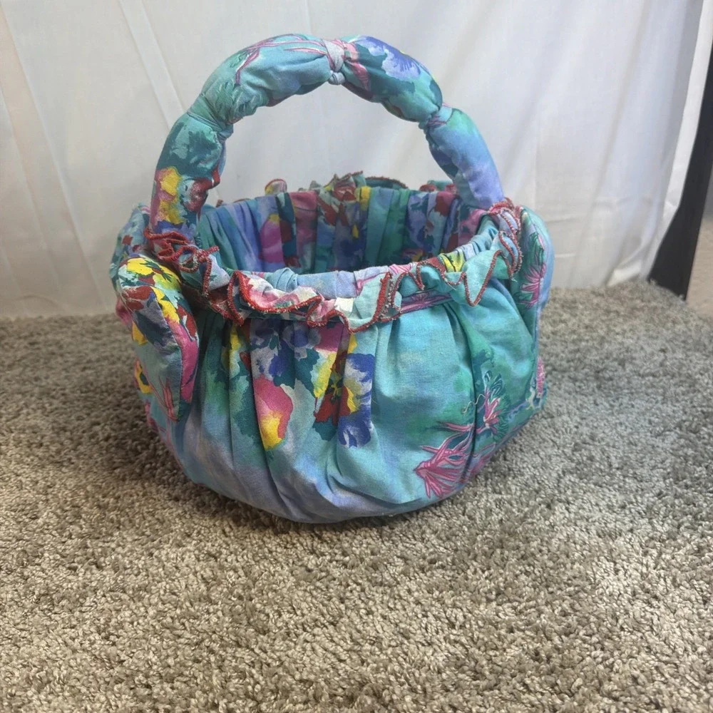 Large Handmade Fabric Basket~Country Kitchen~Farmhouse ~ Flower THEMED MATERIALS
